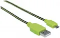 USB - micro USB kábel, 1 m, ovinutý, čierno-zelená, MANHATTAN