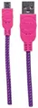 USB - micro USB kábel, 1 m, ovinutý, fialovo-ružová, MANHATTAN