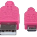 Ďalší obrázok produktu USB - micro USB kábel, 1 m, ovinutý, fialovo-ružová, MANHATTAN