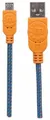 USB - micro USB kábel, 1 m, ovinutý, modro-oranžová, MANHATTAN