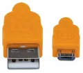 USB - micro USB kábel, 1 m, ovinutý, modro-oranžová, MANHATTAN