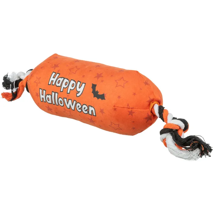 Hlavný obrázok produktu Válec HALLOWEEN, plyšová hračka se zvukem, na laně, 30 cm, oranžová - LIMITOVANÁ NABÍDKA