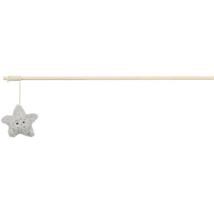 Hlavný obrázok produktu Vánoční hrací prut s hvězdičkou a catnipem, 48 cm, plyš/dřevo, šedá