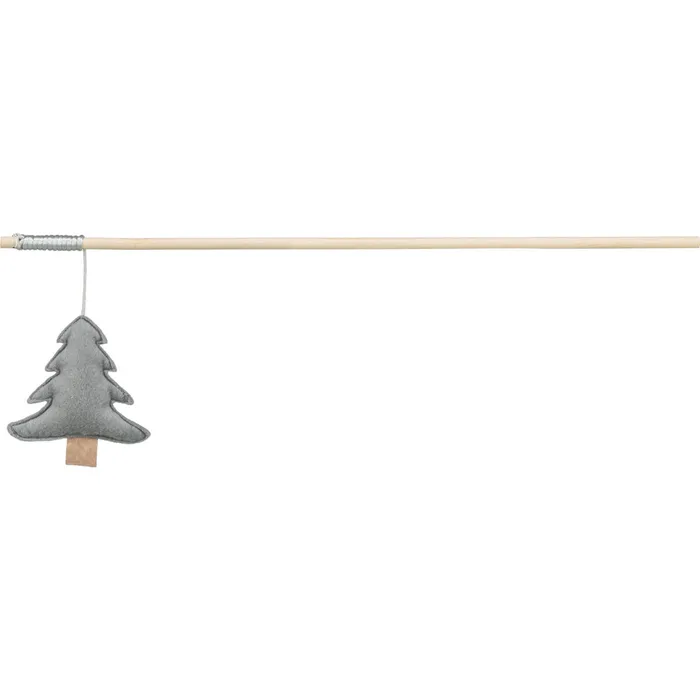Hlavný obrázok produktu Vánoční hrací prut se stromkem a catnipem, 48 cm, filc/dřevo, šedá