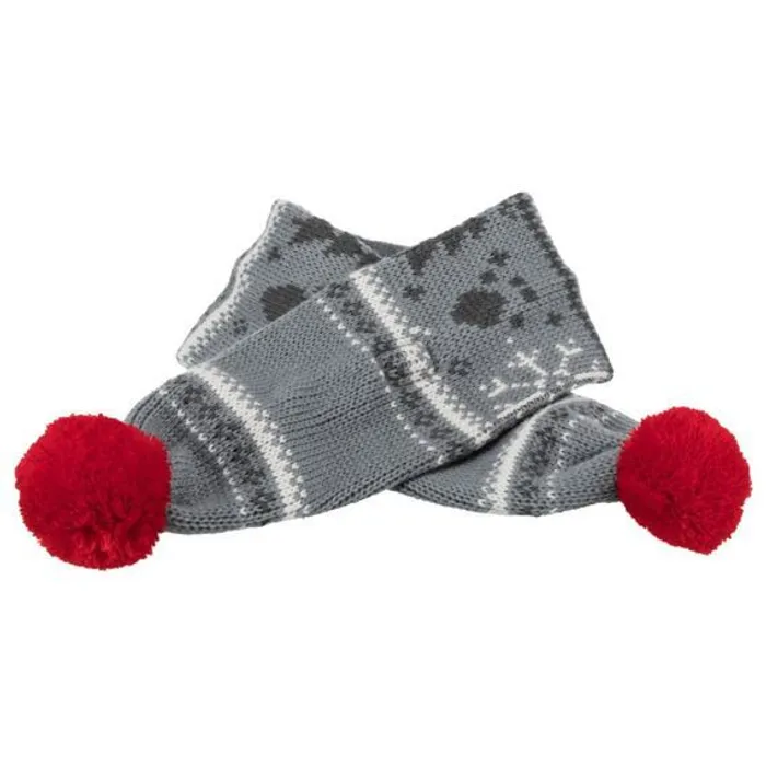Hlavný obrázok produktu Vánoční šál s bambulkou, L: 90 cm, šedobílá/červená