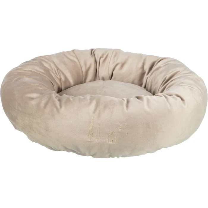 Hlavný obrázok produktu Vánoční sametový pelech LIVIA, kulatý s okrajem, o 50 cm, béžová