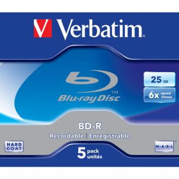 Hlavný obrázok produktu Verbatim BD-R, Single Layer 25GB, jewel box, 43715, 6x, 5-pack, pro archivaci dat