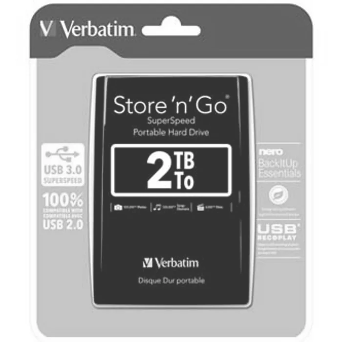Hlavný obrázok produktu Verbatim externí pevný disk, Store N Go, 2.5", USB 3.0 (3.2 Gen 1), 2TB, 53177, čern