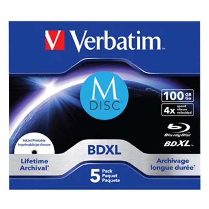 Hlavný obrázok produktu Verbatim MDISC, Lifetime archival BDXL, 100GB, jewel box, 43834, 4x, 5-pack