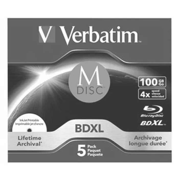 Hlavný obrázok produktu Verbatim MDISC, Lifetime archival BDXL, 100GB, jewel box, 43834, 4x, 5-pack