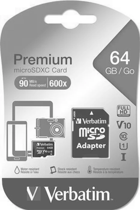 Hlavný obrázok produktu Verbatim Micro Secure Digital Card, 64GB, micro SDXC, 44084, UHS-I U1 (Class 10), s adapt