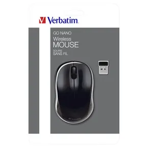 Verbatim Myš Go Nano 49042, 1600DPI, 2.4 [GHz], optická, 3tl., bezdrôtová, čierna, 2 ks AA