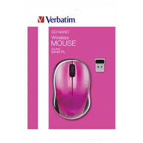 Verbatim Myš Go Nano 49043, 1600DPI, 2.4 [GHz], optická, 3tl., bezdrôtová, ružová, 2 ks AA