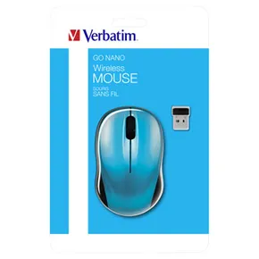 Verbatim Myš Go Nano 49044, 1600DPI, 2.4 [GHz], optická, 3tl., bezdrôtová, modrá, 2 ks AA