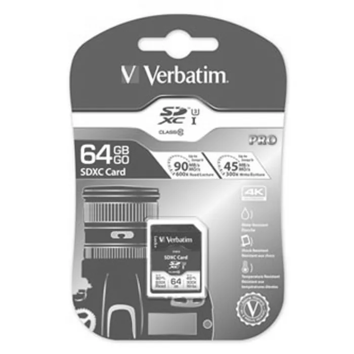 Hlavný obrázok produktu Verbatim paměťová karta SDXC Pro, 64GB, SDXC, 47022, UHS-I U3