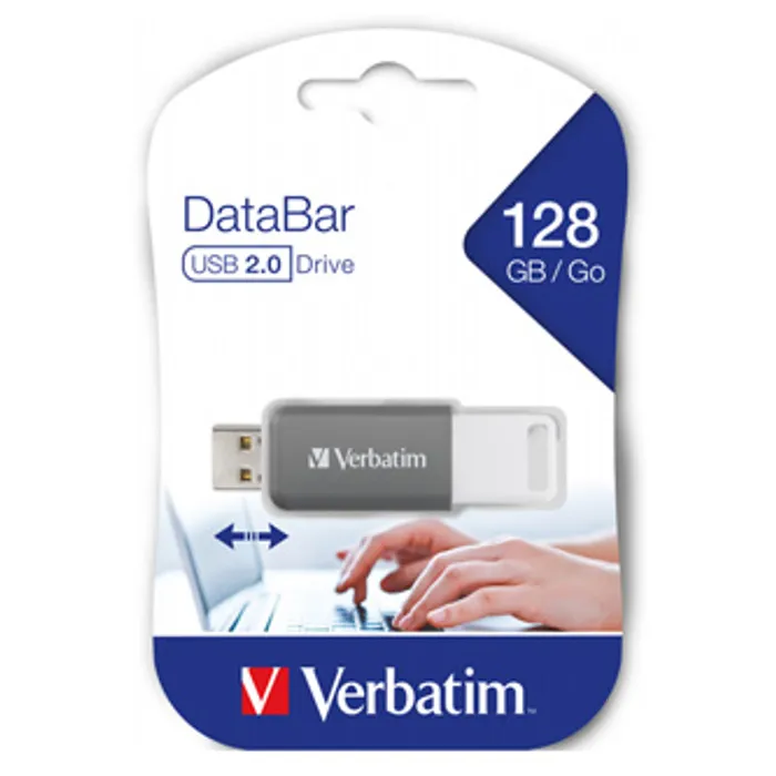 Hlavný obrázok produktu Verbatim USB flash disk, 2.0, 128GB, DataBar, šedý, 49456, pro archivaci dat
