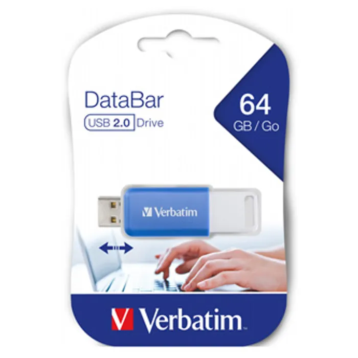 Hlavný obrázok produktu Verbatim USB flash disk, 2.0, 64GB, DataBar, modrý, 49455, pro archivaci dat