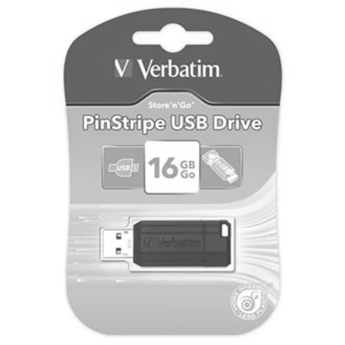 Hlavný obrázok produktu Verbatim USB flash disk, USB 2.0, 16GB, PinStripe, Store N Go, černý, 49063, USB A, s výs