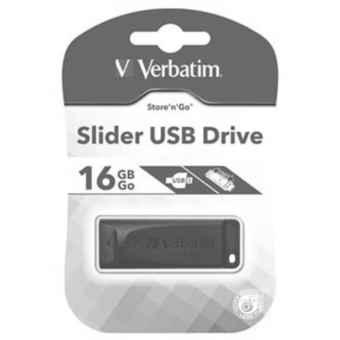 Hlavný obrázok produktu Verbatim USB flash disk, USB 2.0, 16GB, Slider, Store N Go, černý, 98696, USB A, s výsuvn