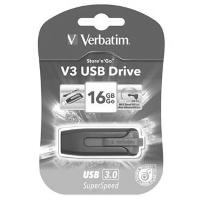 Hlavný obrázok produktu Verbatim USB flash disk, USB 3.0 (3.2 Gen 1), 16GB, V3, Store N Go, černý, 49172, USB A,