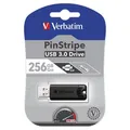 Verbatim USB flash disk, USB 3.0 (3.2 Gen 1), 256GB, PinStripe, Store N Go, čierny, 49320, USB A, s výsuvným konektorom