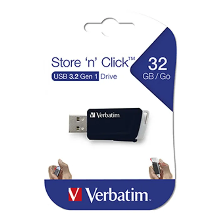 Hlavný obrázok produktu Verbatim USB flash disk, USB 3.0 (3.2 Gen 1), 32GB, Store N Click, černý, 49307, USB A, s