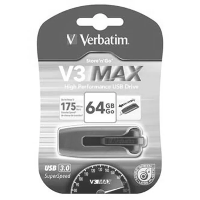 Hlavný obrázok produktu Verbatim USB flash disk, USB 3.0 (3.2 Gen 1), 64GB, V3 MAX, Store N Go, modrý, 49807, USB
