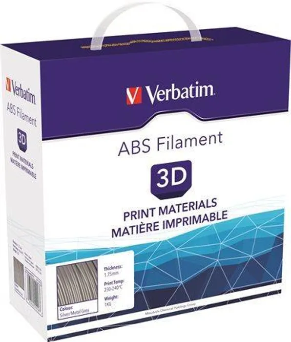 Hlavný obrázok produktu Vlákno ABS pro 3D tiskárny, šedo-stříbrná kovová 1,75 mm, 1kg, VERBATIM