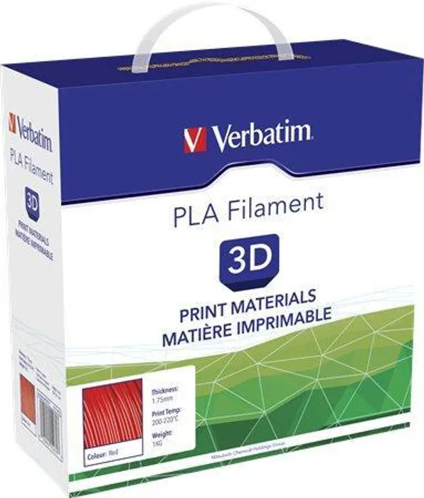 Hlavný obrázok produktu Vlákno PLA pro 3D tiskárny, červená, 1,75 mm, 1kg, cívka, VERBATIM