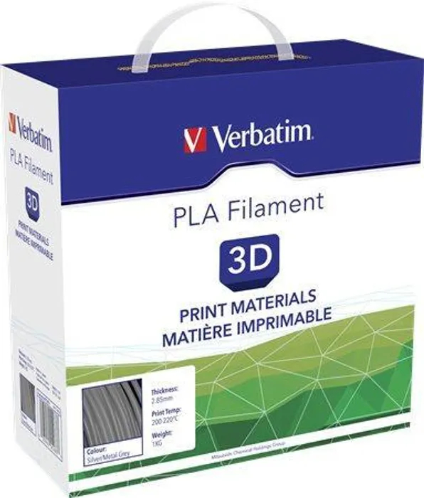 Hlavný obrázok produktu Vlákno PLA pro 3D tiskárny, šedo-stříbrná kovová, 2,85 mm, 1kg, cívka, VERBATIM
