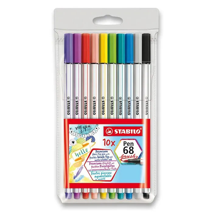 Hlavný obrázok produktu Vláknový fix s flexibilním štětcovým hrotem STABILO Pen 68 brush - 10 ks sada