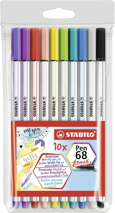 Hlavný obrázok produktu Vláknový fix s flexibilním štětcovým hrotem STABILO Pen 68 brush - 10 ks sada