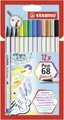 Vláknový fix s flexibilným štetcovým hrotom STABILO Pen 68 brush - 12 ks sada