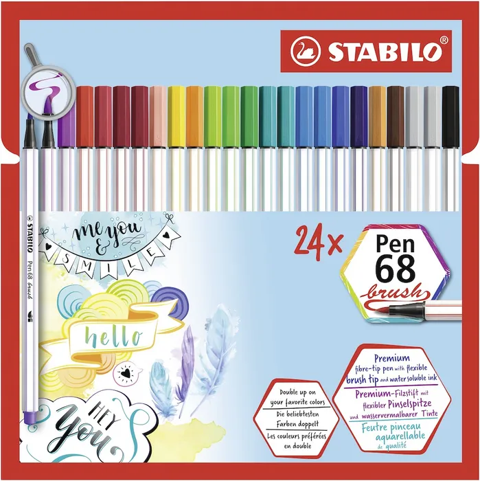 Hlavný obrázok produktu Vláknový fix s flexibilním štětcovým hrotem STABILO Pen 68 brush - 24 ks sada