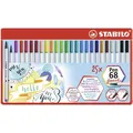 Vláknový fix s flexibilným štetcovým hrotom STABILO Pen 68 brush - 25 ks sada v plech