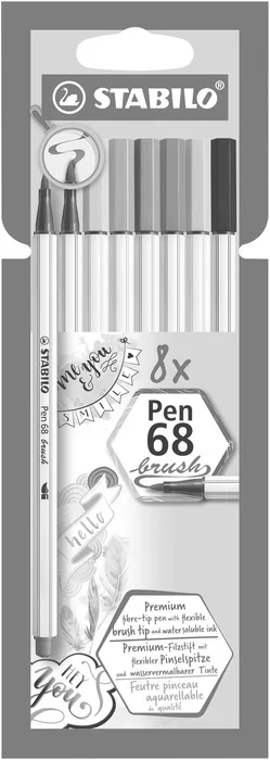 Hlavný obrázok produktu Vláknový fix s flexibilním štětcovým hrotem STABILO Pen 68 brush - 8 ks sada