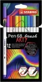 Ďalší obrázok produktu Vláknový fix s flexibilným štetcovým hrotom STABILO Pen 68 brush ARTY - 12 ks sada