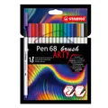Vláknový fix s flexibilným štetcovým hrotom STABILO Pen 68 brush ARTY - 18 ks púzdro