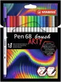 Vláknový fix s flexibilným štetcovým hrotom STABILO Pen 68 brush ARTY - 18 ks púzdro