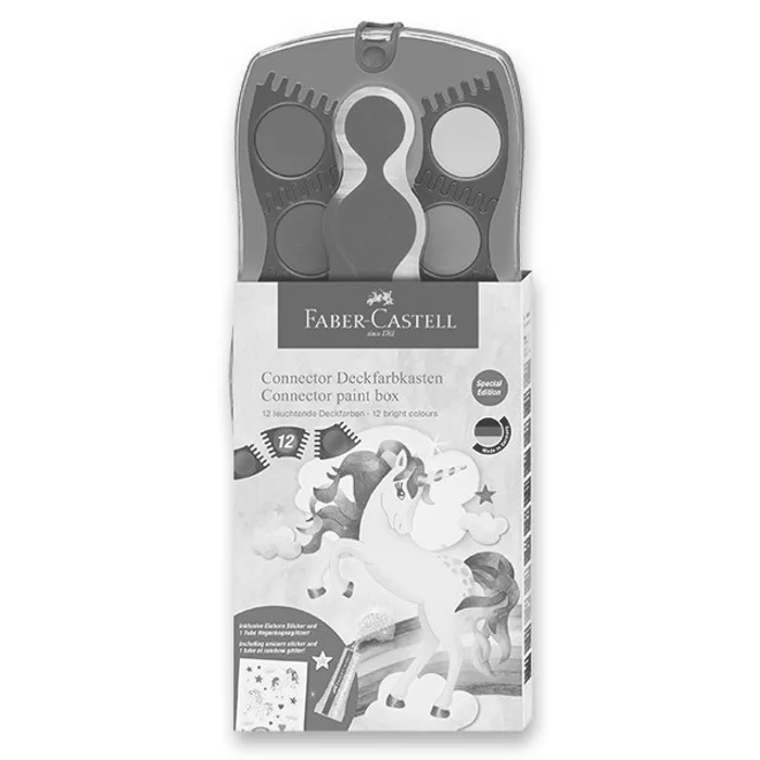 Hlavný obrázok produktu Vodové barvy Faber-Castell Connector Unicorn 12 barev, průměr 30 mm