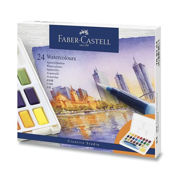 Hlavný obrázok produktu Vodové barvy Faber-Castell s paletkou 24 barev