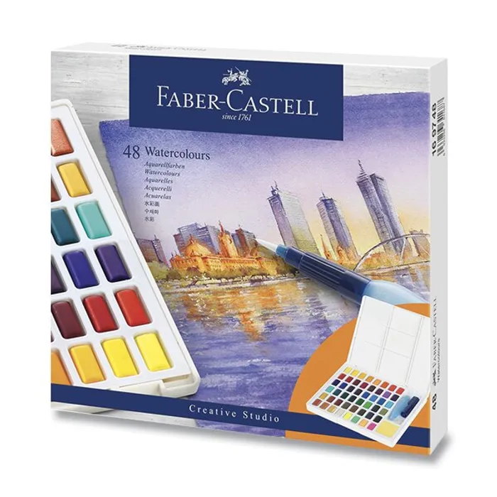 Hlavný obrázok produktu Vodové barvy Faber-Castell s paletkou 48 barev