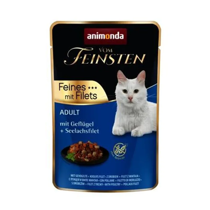 Hlavný obrázok produktu Vom Feinsten Adult FEINES m.Fillets - drůbeží + treska filet, kapsička pro kočky 85 g