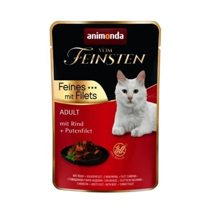 Hlavný obrázok produktu Vom Feinsten Adult FEINES m.Fillets - hovězí + krůtí filet, kapsička pro kočky 85 g