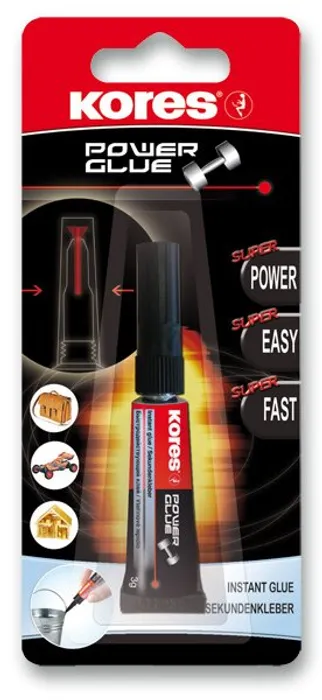 Hlavný obrázok produktu Vteřinové lepidlo Kores Power Glue 3 g – extra silné univerzální sekundové lepidlo