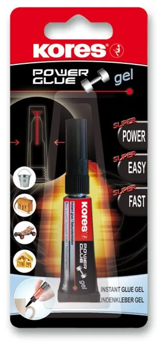 Hlavný obrázok produktu Vteřinové gelové lepidlo Kores Power Glue Gel 3 g – nestékající sekundové lepidlo pro přesné lepení