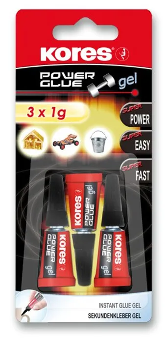 Hlavný obrázok produktu Vteřinové lepidlo Kores Power Glue Gel 3×1 g