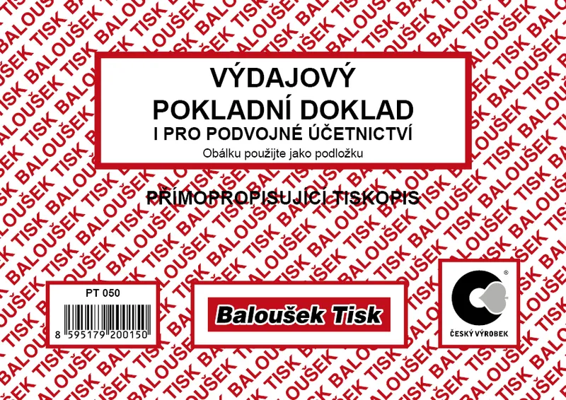 Hlavný obrázok produktu Výdajový pokladní doklad pro podvojné účetnictví propisující PT050