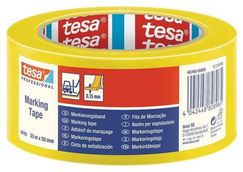 Hlavný obrázok produktu Vyznačovací páska na podlahy "Professional 60760", žlutá, 50 mm x 33 m, TESA