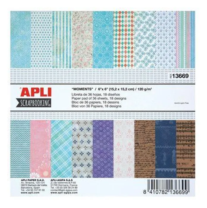 Hlavný obrázok produktu Vzorovaný karton Scrapbooking, 30,5 x 30,5 cm, APLI, "Moments"